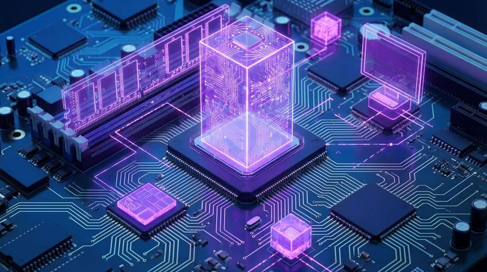 Hologram overlay on a motherboard